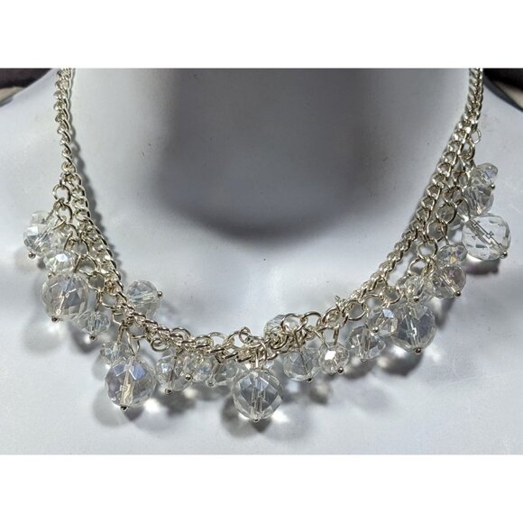 Whimsical Crystal Glass Beaded Fringe Necklace - Picture 2 of 5